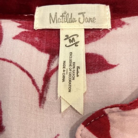 Matilda Jane Blouse Womens M Miri Floral Print Ruffle Red Pink Casual Ladies - Picture 7 of 7